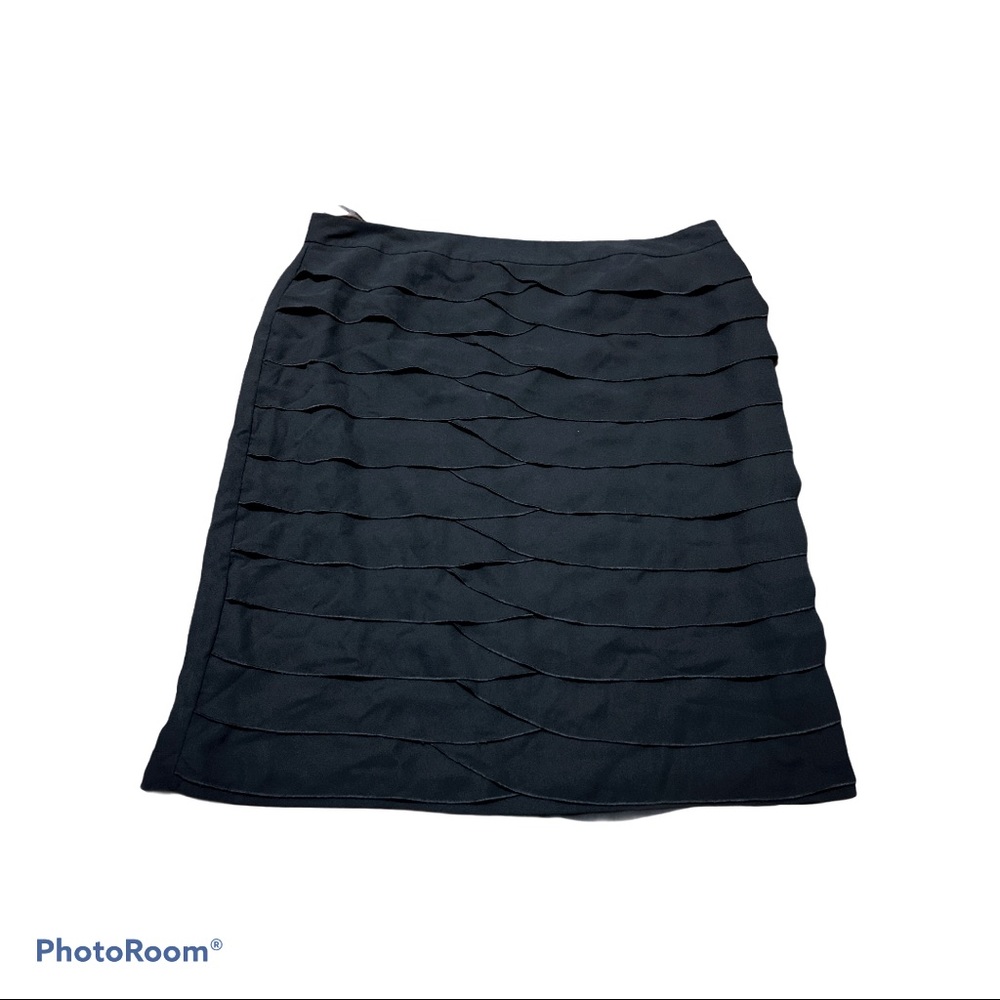 Black Tiered Ruffle Pencil Skirt.